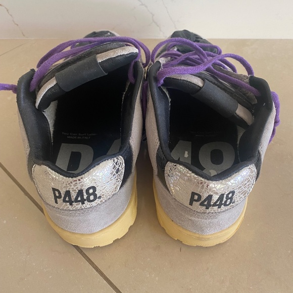 P448 Womens Gray Black Suede Modern Unique Parachute Sneakers Size 38 - Picture 11 of 11